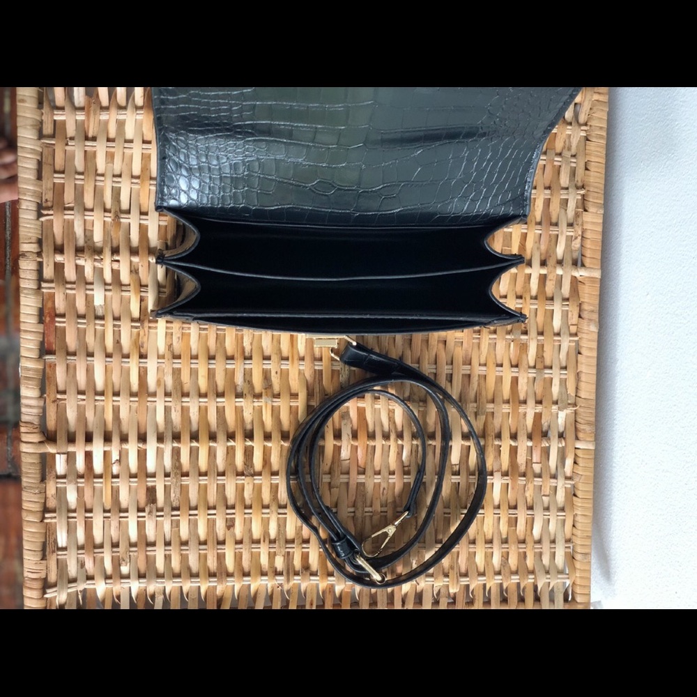 Last 1✨🆕Bey Black Mock Croc Top Handle Bag - Picture 5 of 8